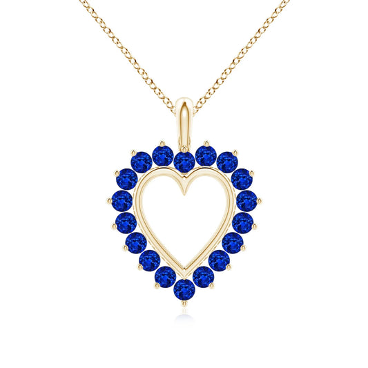 Custom Made Fine Jewelry 14k Solid Gold IGI Certified Open Heart Shape Natural Blue Sapphire Gemstone Pendant for Necklace OEM