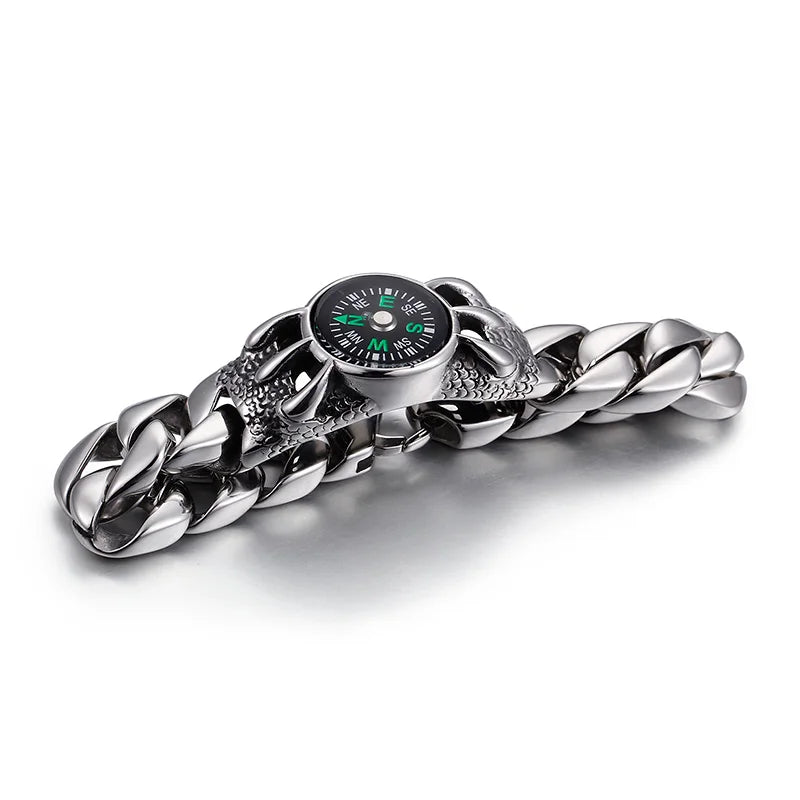 KALEN Spring Clasp Link Charm Stainless Steel Bracelet Mens