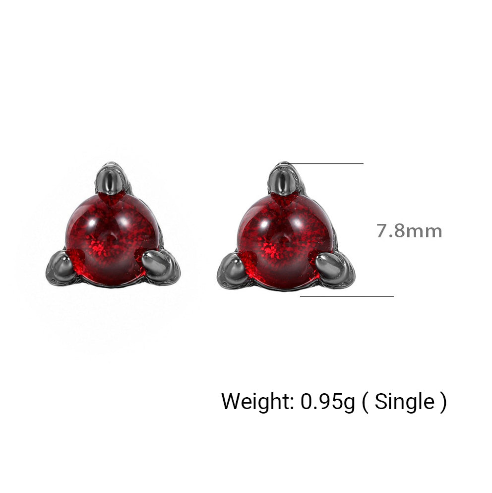 Red Round Glass Stone 925 Sterling Silver Miniature Elegant and Stylish Dragon Claw Stud Earrings