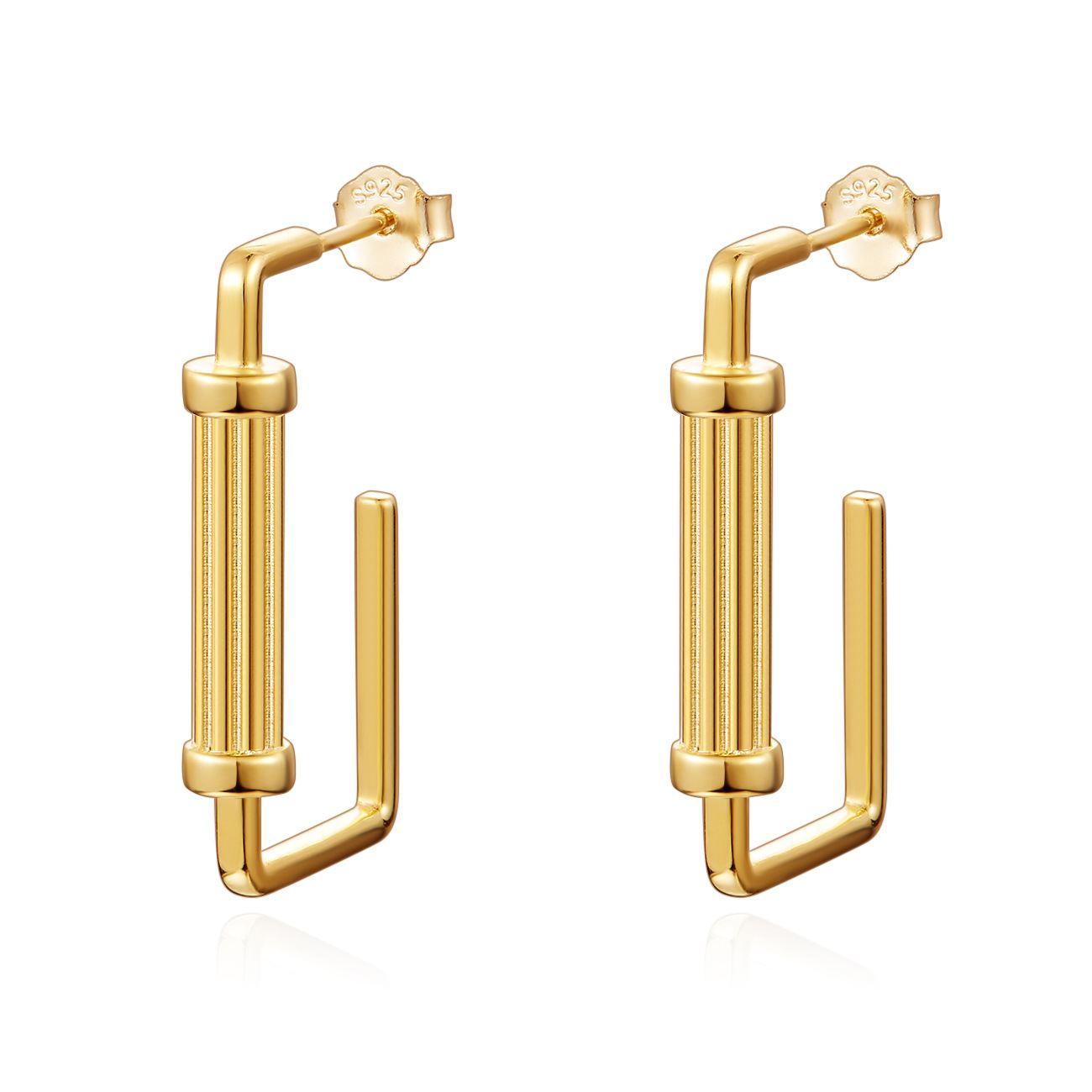 Modern Geometry Roman Architecture 925 Sterling Silver Dangling Earrings