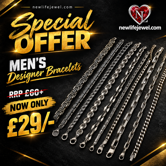 NewLife Jewellery Men's Bracelets Special Offer flyer with real product photo